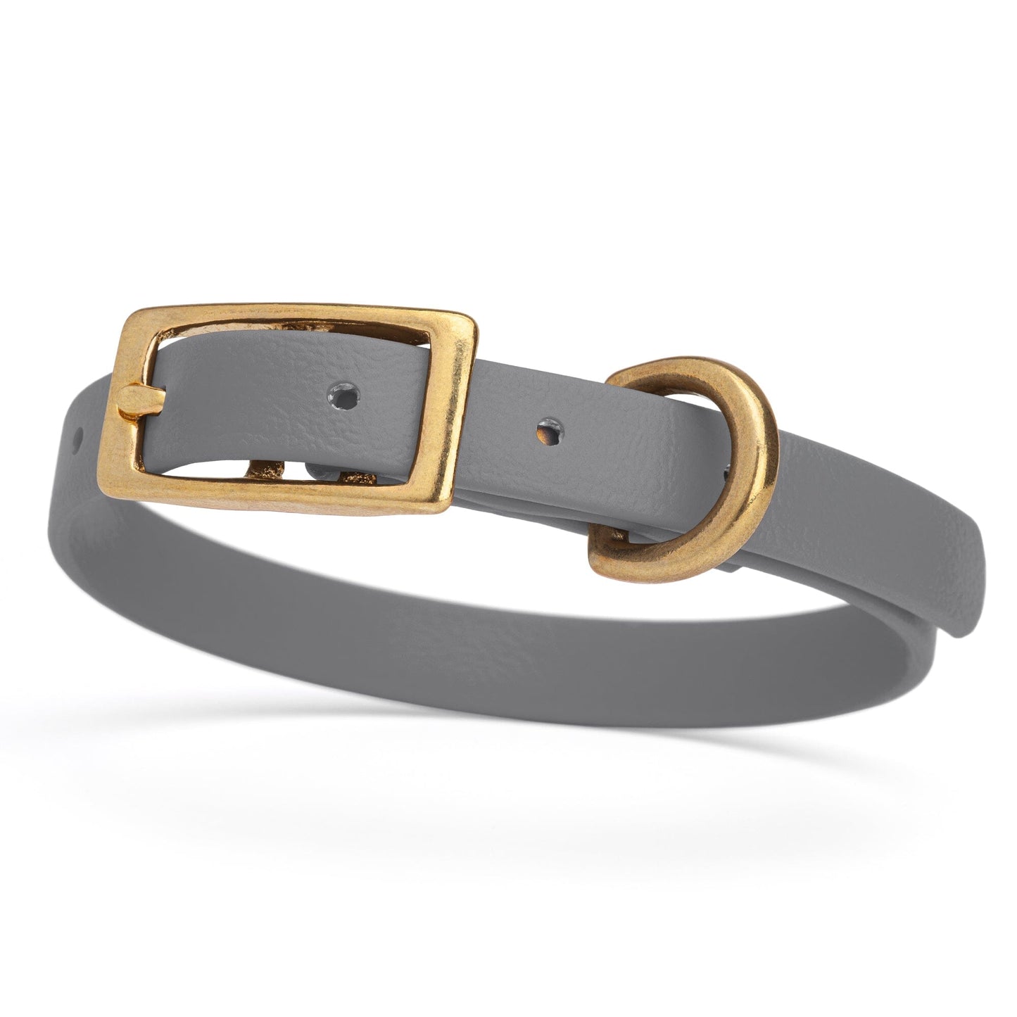 Viper Biothane Waterproof Dog Collar - Brass Hardware - Size XS (9" - 12") Battleship Gray L 9"-12" x W 1 2" Dog Collar Dogline
