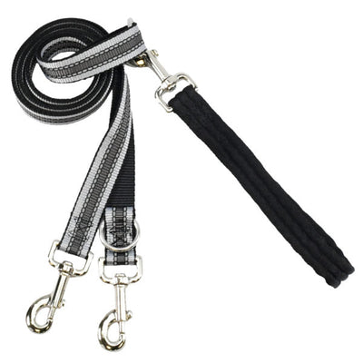 Reflective Black Double Connection Leash Euro Leash (longer version) 2 Hounds Design