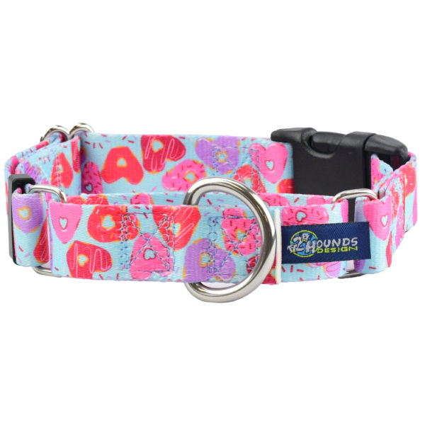 Sweet Sprinkles Heart Donut Buckle Martingale Dog Collar – EarthStyle 1 inch 2 Hounds Design