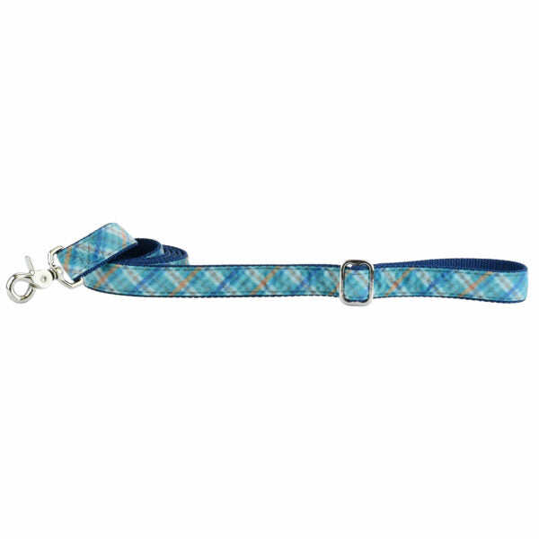 Blue Plaid Velvet Dog Leash 2 Hounds Design