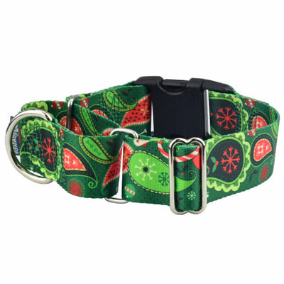 Holiday Paisley Buckle Martingale Dog Collar – EarthStyle 1.5 inch 2 Hounds Design