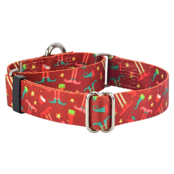 Elf Shoes Christmas Martingale Dog Collar – EarthStyle 1 inch 2 Hounds Design