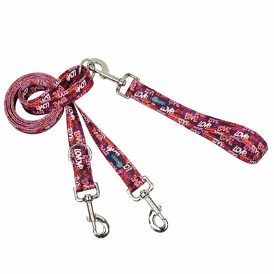 Love Graffiti Red Double Connection Leash – EarthStyle Euro Leash (longer version) 2 Hounds Design