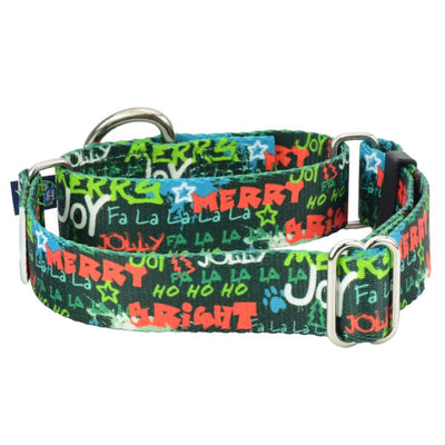 Holiday Graffiti Martingale Dog Collar – EarthStyle 1 inch 2 Hounds Design