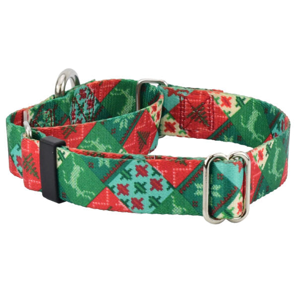 Christmas Patchwork Martingale Dog Collar – EarthStyle 1 inch 2 Hounds Design
