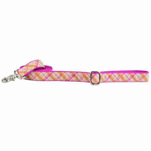 Pink Plaid Velvet Dog Leash 2 Hounds Design