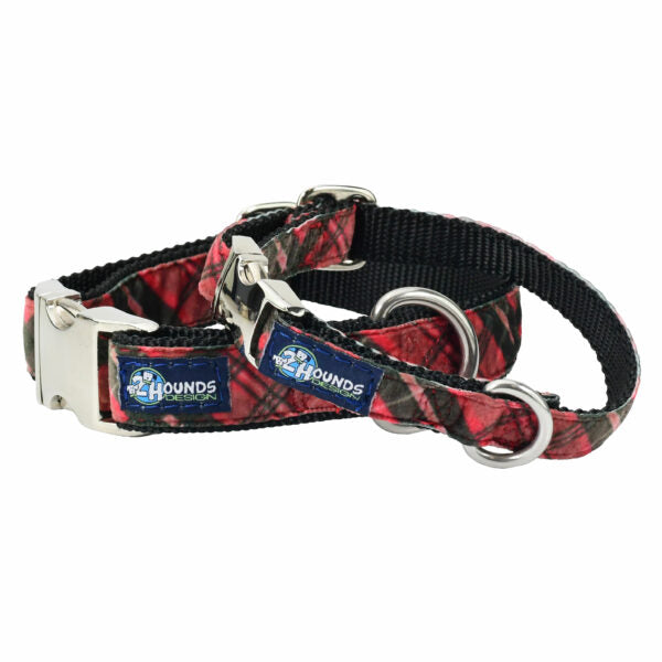 Classic Winter Plaid Velvet Essential Martingale Dog Collar Martingale Dog Collar 2 Hounds Design