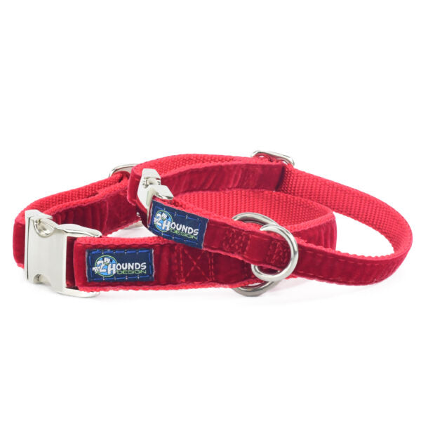 Red Velvet Essential Buckle Martingale Dog Collar Martingale Dog Collar 2 Hounds Design