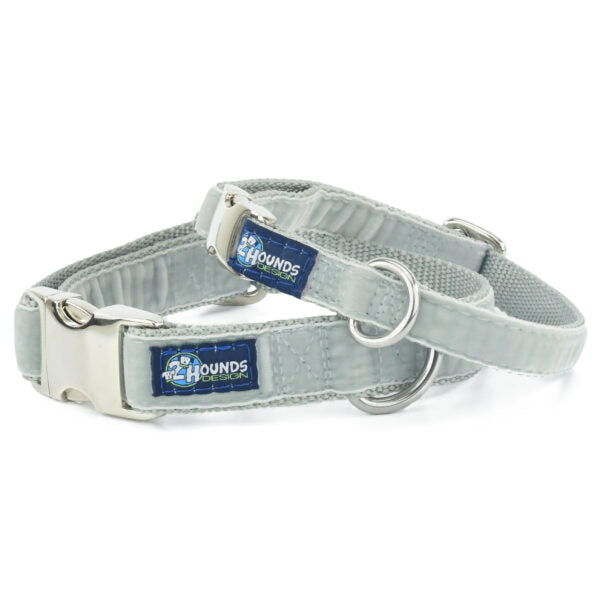 Silver Velvet Essential Martingale Dog Collar 2 Hounds Design