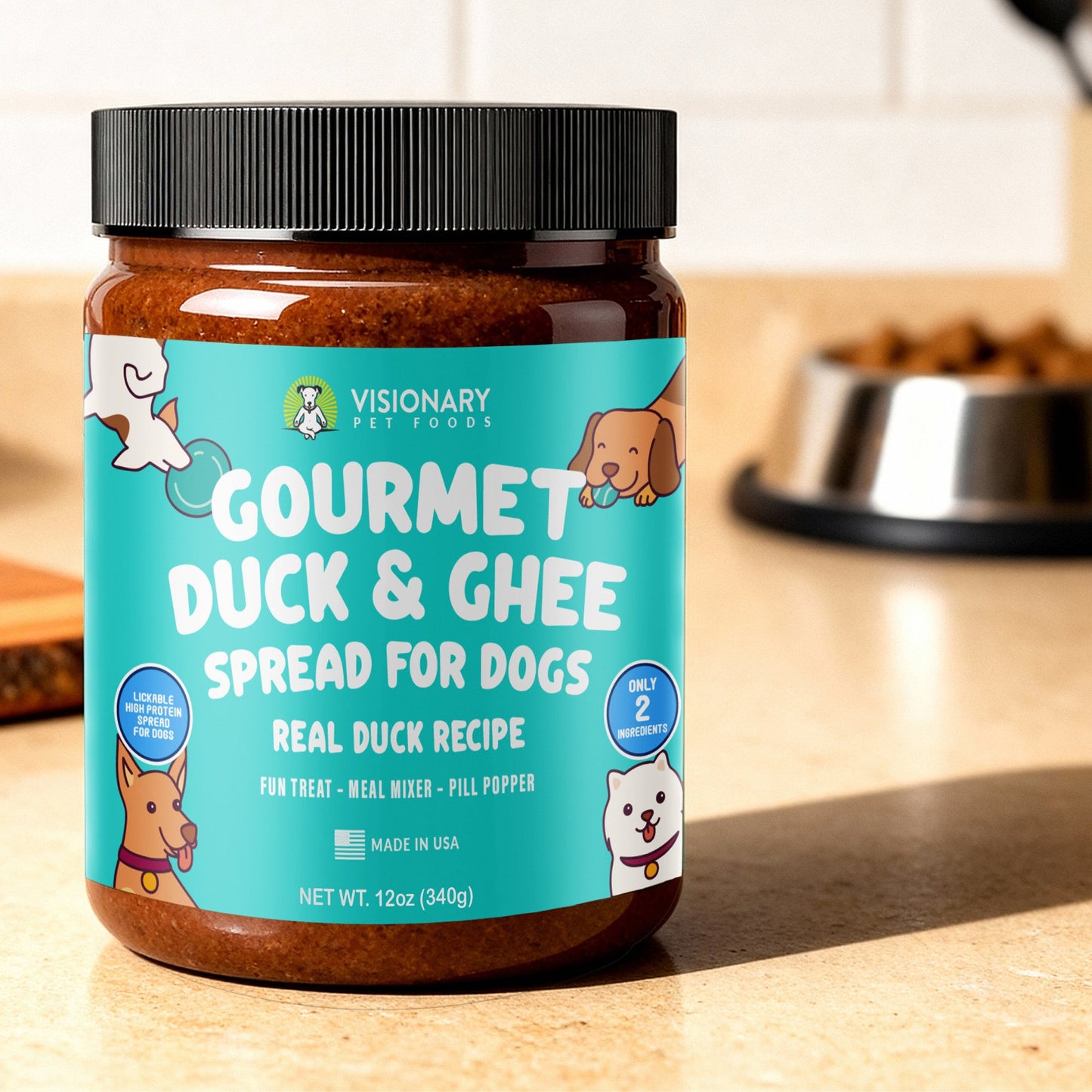 Duck and Ghee Meat Spread | NEW 12oz Jar Dog Treat Visionary Pet Foods