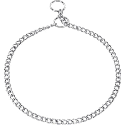 Herm Sprenger - Choke Chain Collar - Short Round Links - Chrome, 1.5 mm Gauge 1.5mm x 22" (55cm) Dog Training Collar Dogline