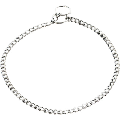 Herm Sprenger - Choke Chain Collar - Short Flat Polished Links - Chrome, 1.5 mm Gauge 1.5mm x 22" (55cm) Dog Training Collar Dogline