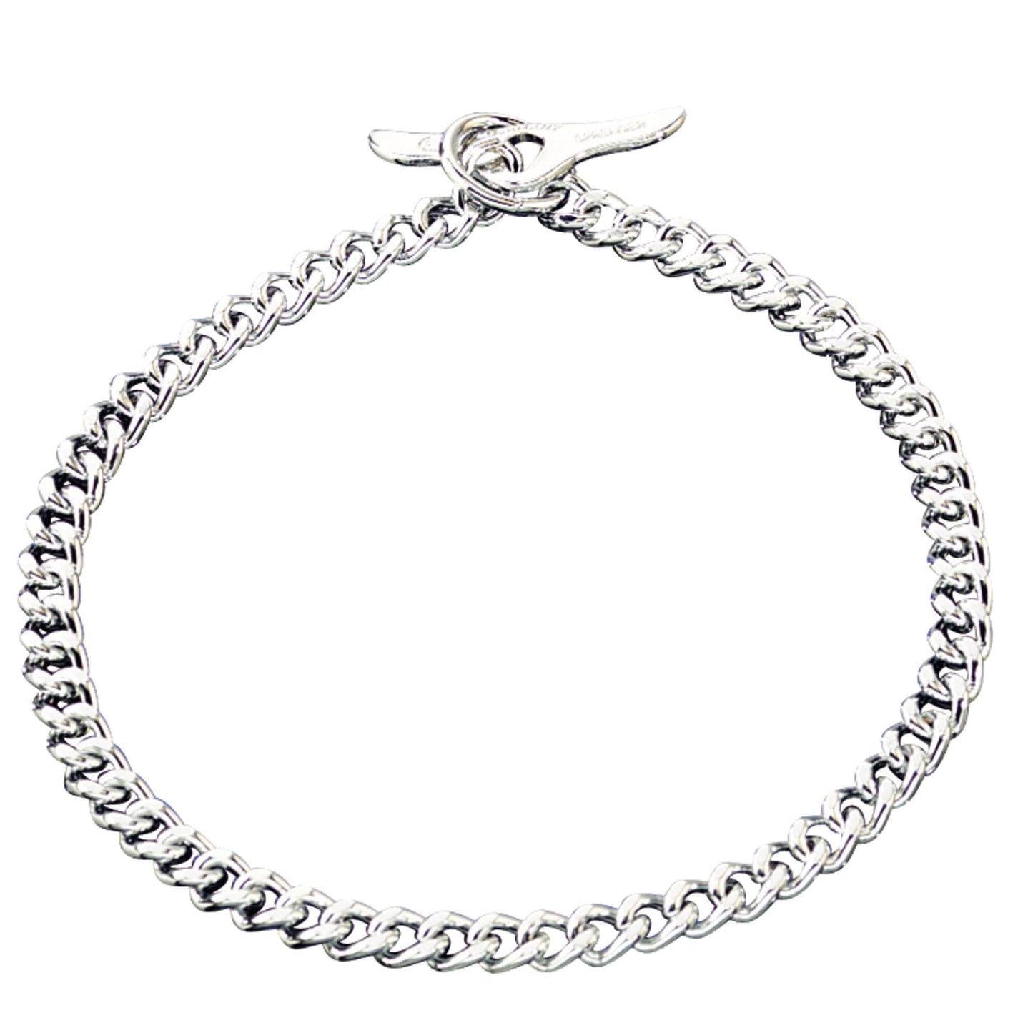 Herm Sprenger - Chain Collar with Toggle-Closure - Flat Polished, Narrow Links - Chrome, 3 mm Dog Training Collar Dogline