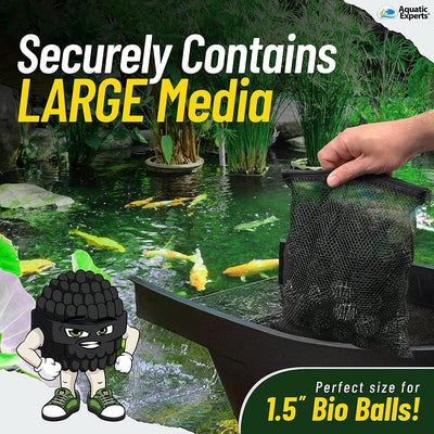 Mesh Bags for Bio Ball Filter Media - Ideal for Aquarium & Pond Filtration - Made in USA Mesh Media Bags Aquatic Experts