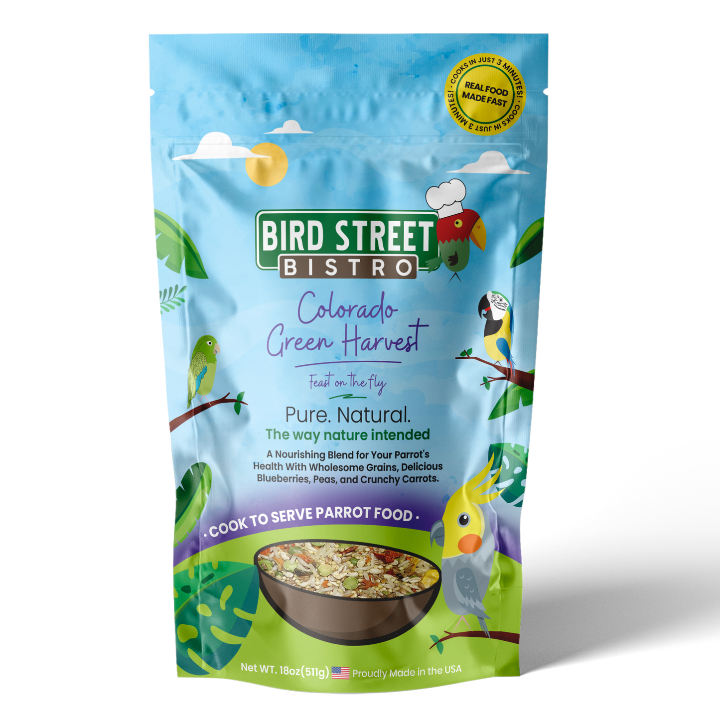 Colorado Green Harvest- Feast on The Fly 18 oz Parrot Food Bird Street Bistro