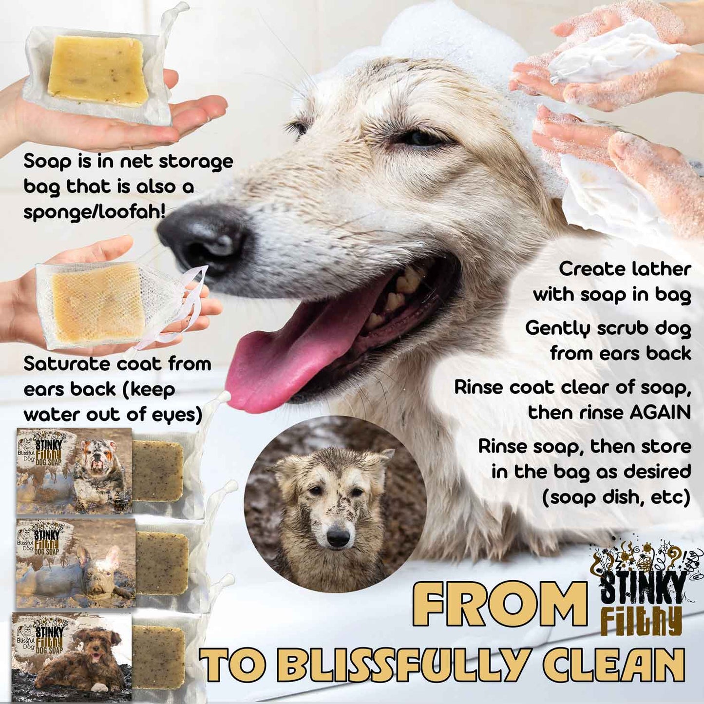 Stinky Filthy Dog Shampoo & Soap Bar Soap SHAMPOO The Blissful Dog