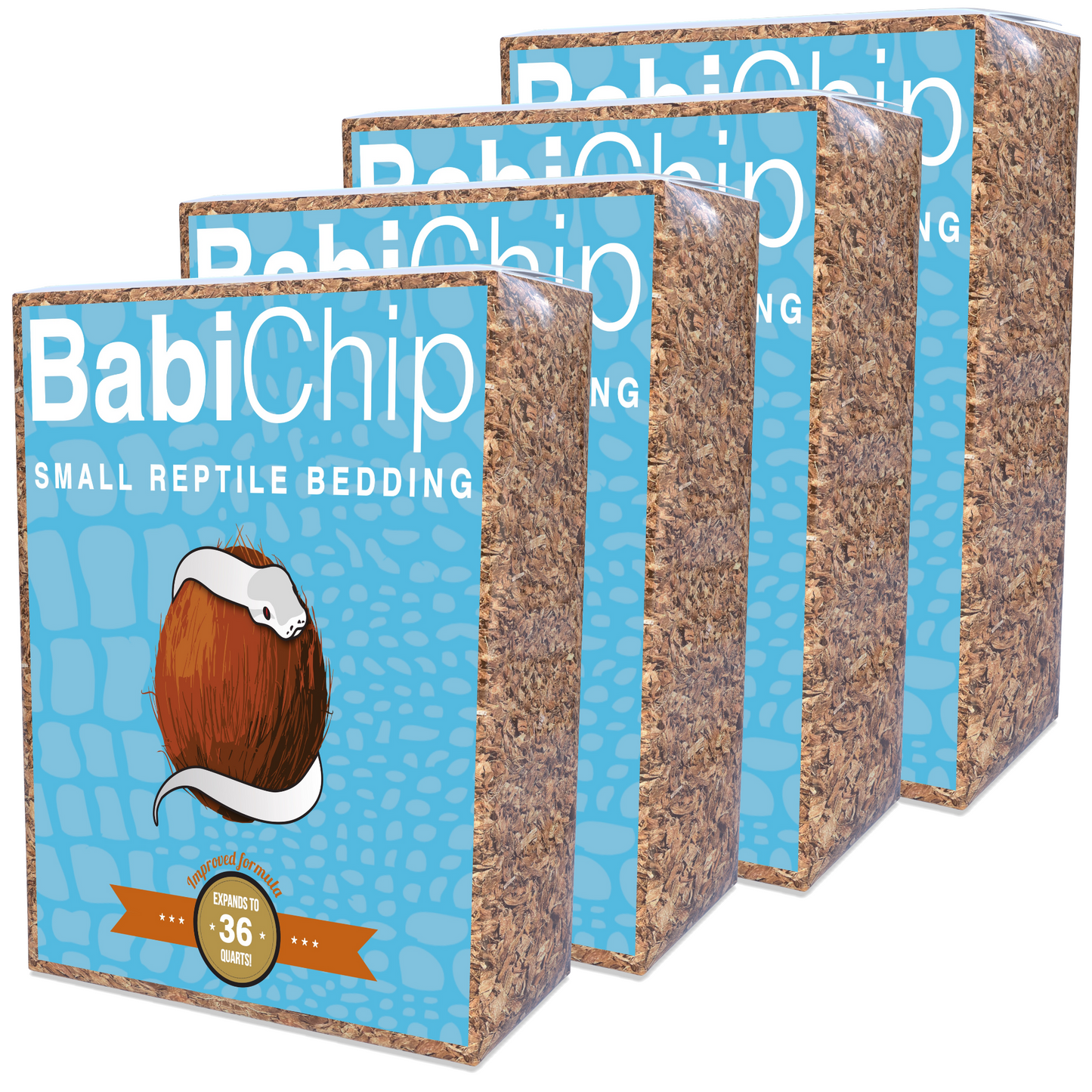 BabiChip Premium Small Sized Coconut Chips; Ready to Use 4 x 36 Quart Substrate ReptiChip LLC
