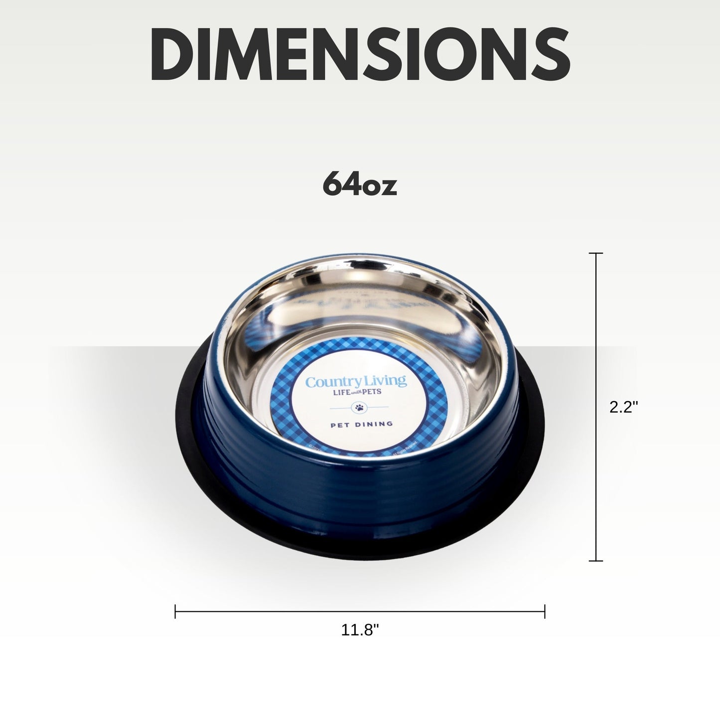 Country Living Set of 2 Ribbed Non-Slip Pet Bowls – Poseidon Blue Ribbed Bowls American Pet Supplies