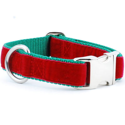Red/Green Holiday Velvet Essential Buckle Martingale Dog Collar Martingale Dog Collar 2 Hounds Design