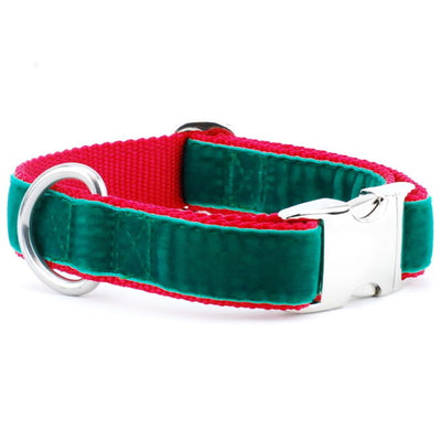 Green/Red Holiday Velvet Essential Buckle Martingale Dog Collar Martingale Dog Collar 2 Hounds Design