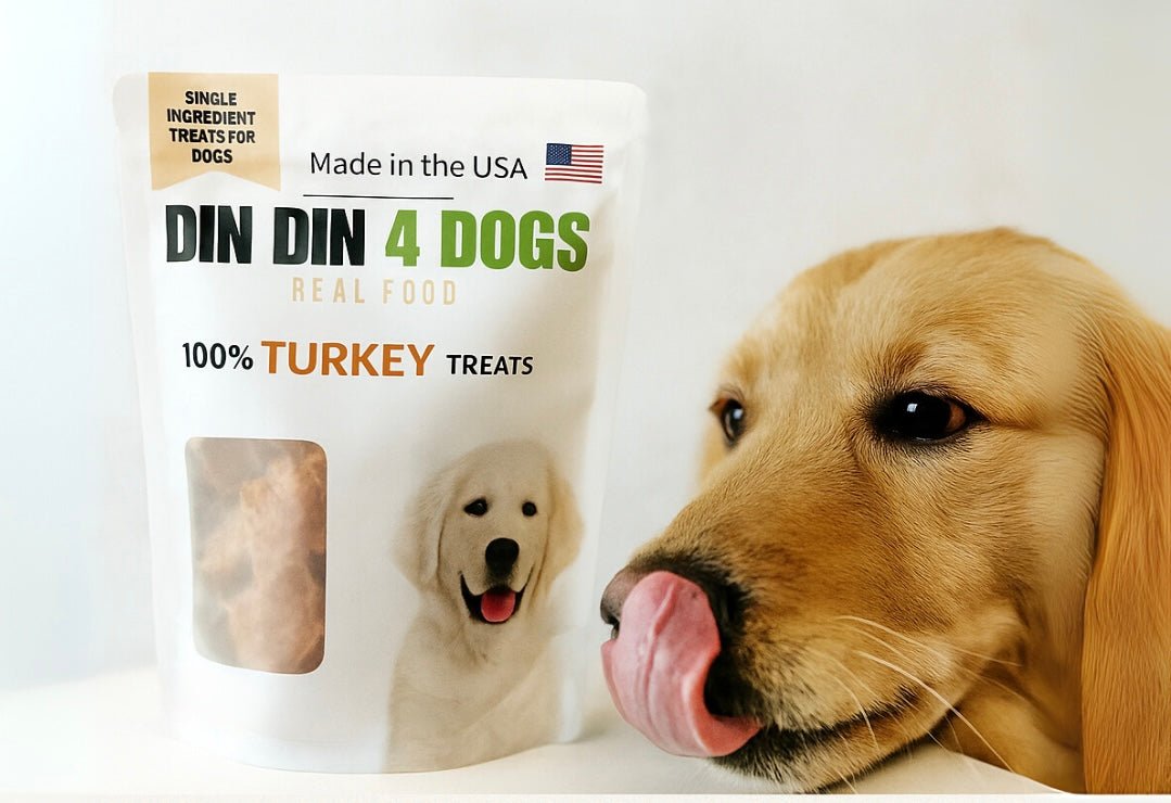 100% Turkey Dog Treats, 5 Ounce Bag, Single Ingredient, High Protein Treat Din Din 4 Dogs
