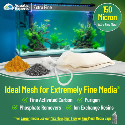 Aquatic Experts Aquatic Experts Aquarium Filter Bag - Extra Fine Mesh Media Bags - Ideal for Efficient Aquarium Filtration Aquatic Experts