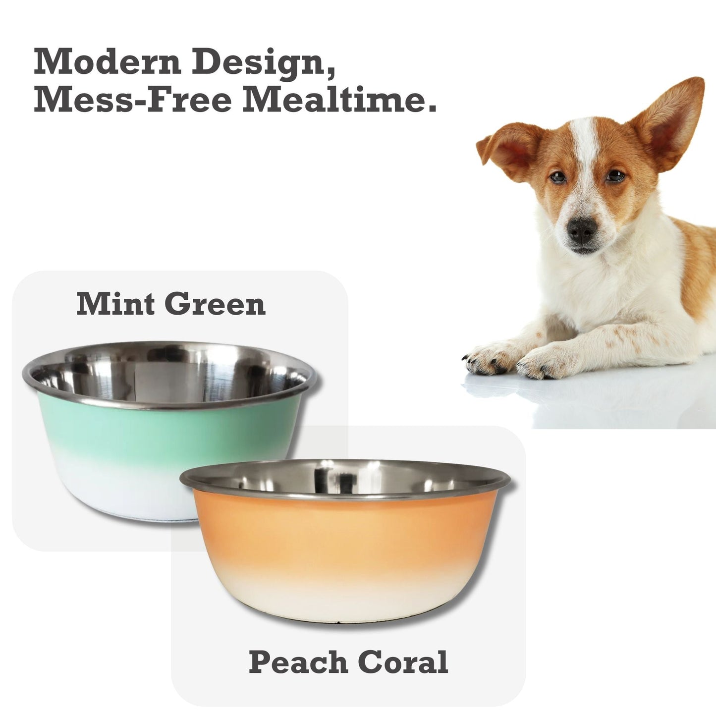 Deep Dog Bowl – Stainless Steel Bowl, Ideal for Small, Medium & Large Dogs – Peach Coral Deep Bowls American Pet Supplies