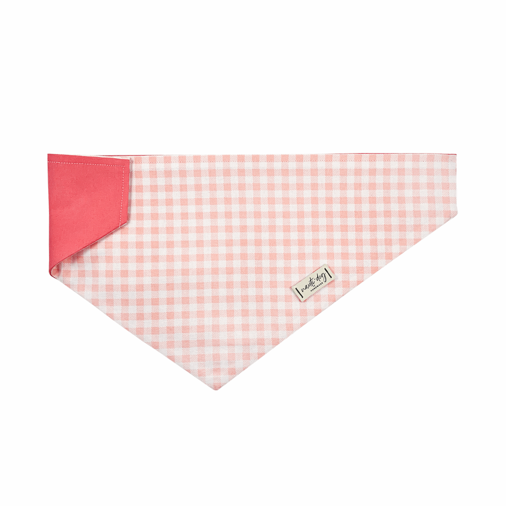 Gingham Pink Summer Plaid Check Over-the-collar Dog Bandana Over-the-collar Bandanas Nauti-dog Handmade