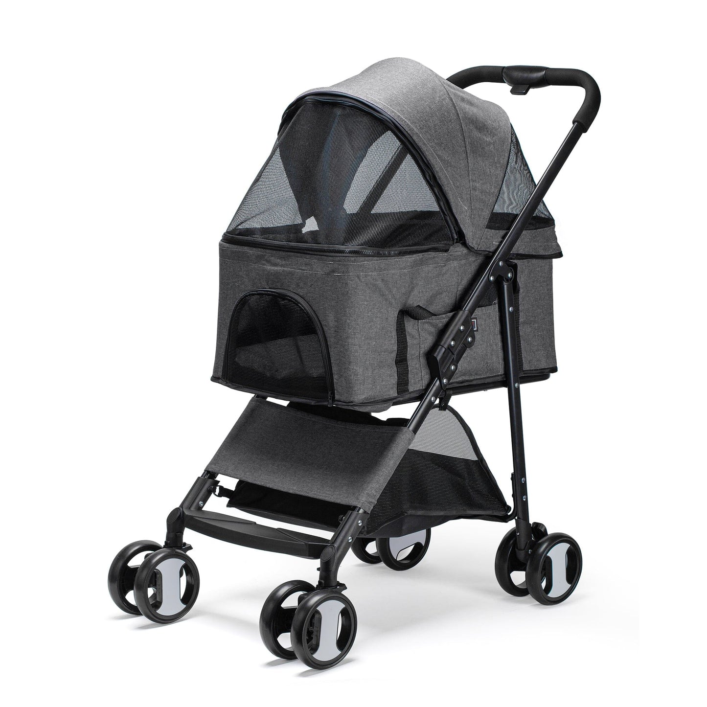 Executive Pet Stroller with a Removable Cradle Gray Pet Carriers Dogline