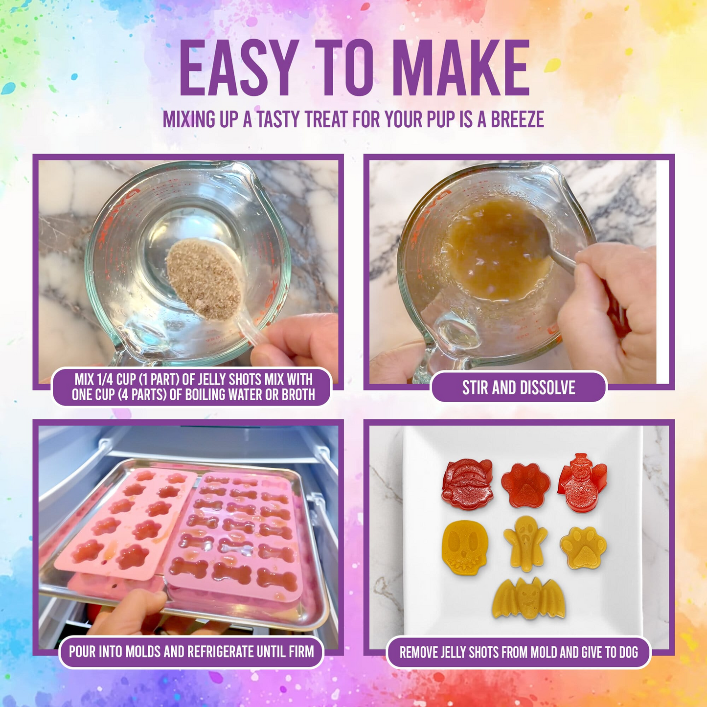 Dogtastic Jelly Shots Gelatin Mix for Dogs Cranberry Flavor Dog Treats Dogtastic