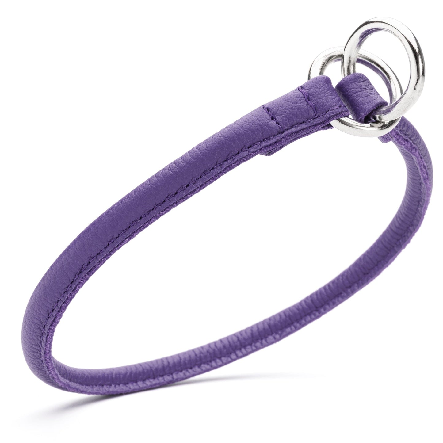 Soft Leather Round Slip Collar Purple 1 3" Dog Collars Dogline