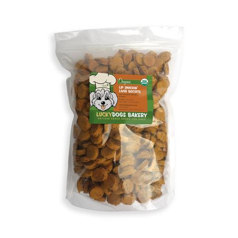Lucky's Lip Smackin' Liver Biscuits 5lb (500 treats) Dog Treats Happy Dog Food