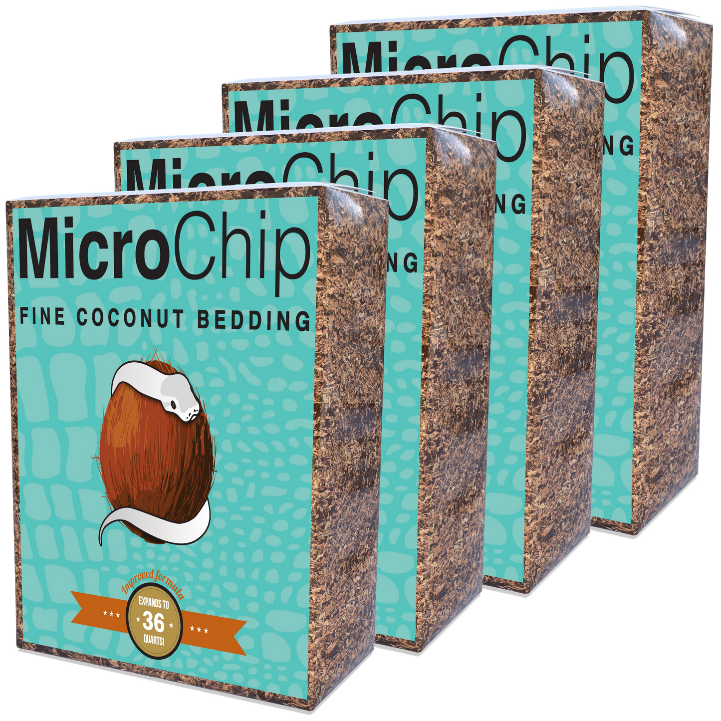 MicroChip Fine Coconut Chip Mix; Ready to Use 4 x 36 Quart Substrate ReptiChip LLC