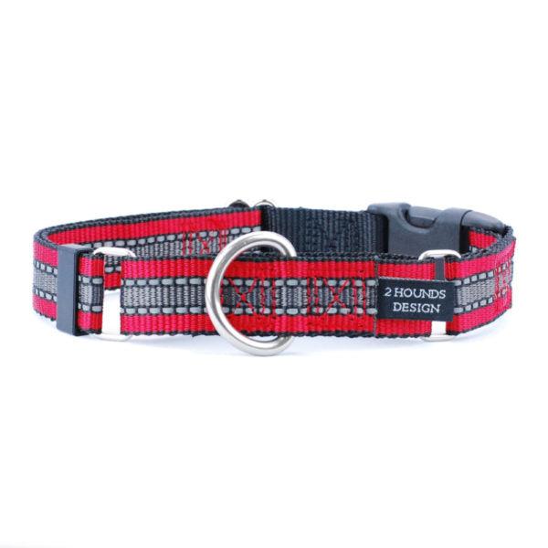 5/8″ and 1″ Reflective Red Nylon Buckle Martingale Dog Collar Martingale Dog Collar 2 Hounds Design