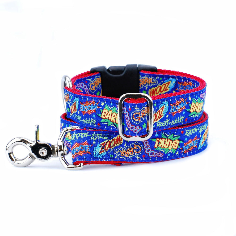 1″ Super Dog Ribbon Dog Leash 2 Hounds Design