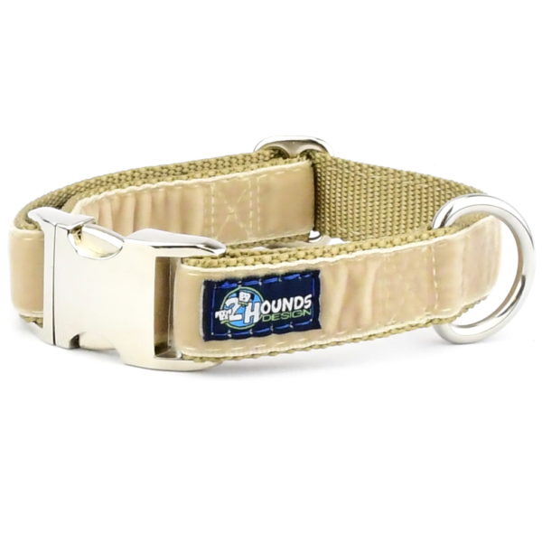 Tan Velvet Essential Buckle Martingale Dog Collar 2 Hounds Design