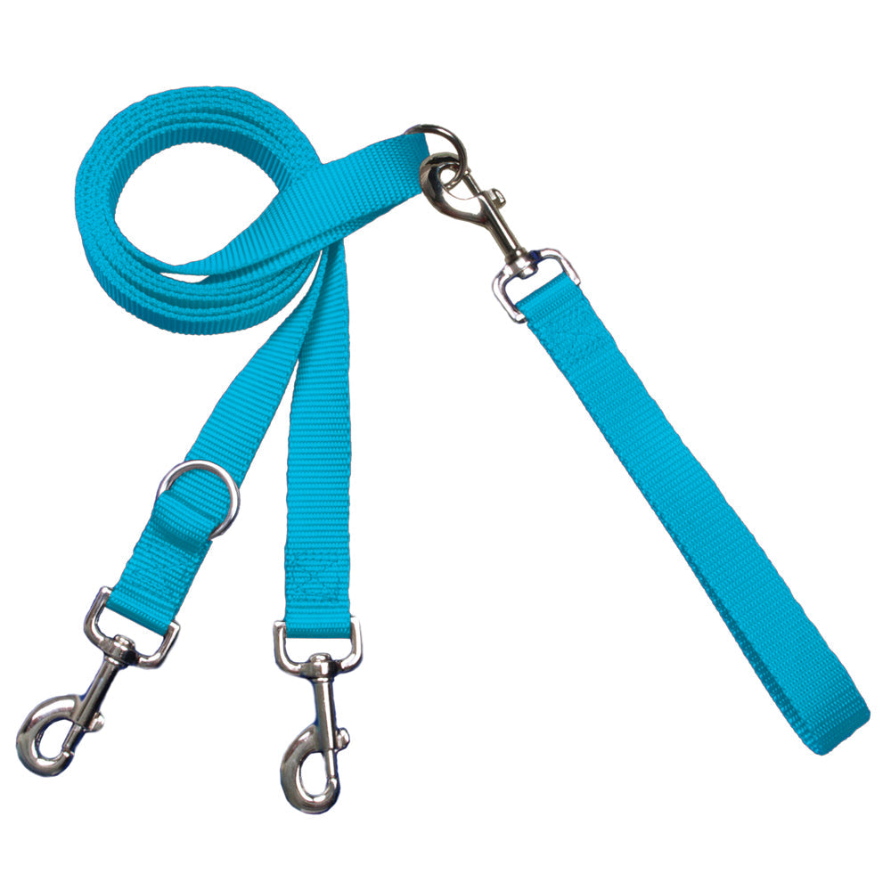Euro Dog Leash Double Connection (Multiple Color Options) Turquoise 2 Hounds Design