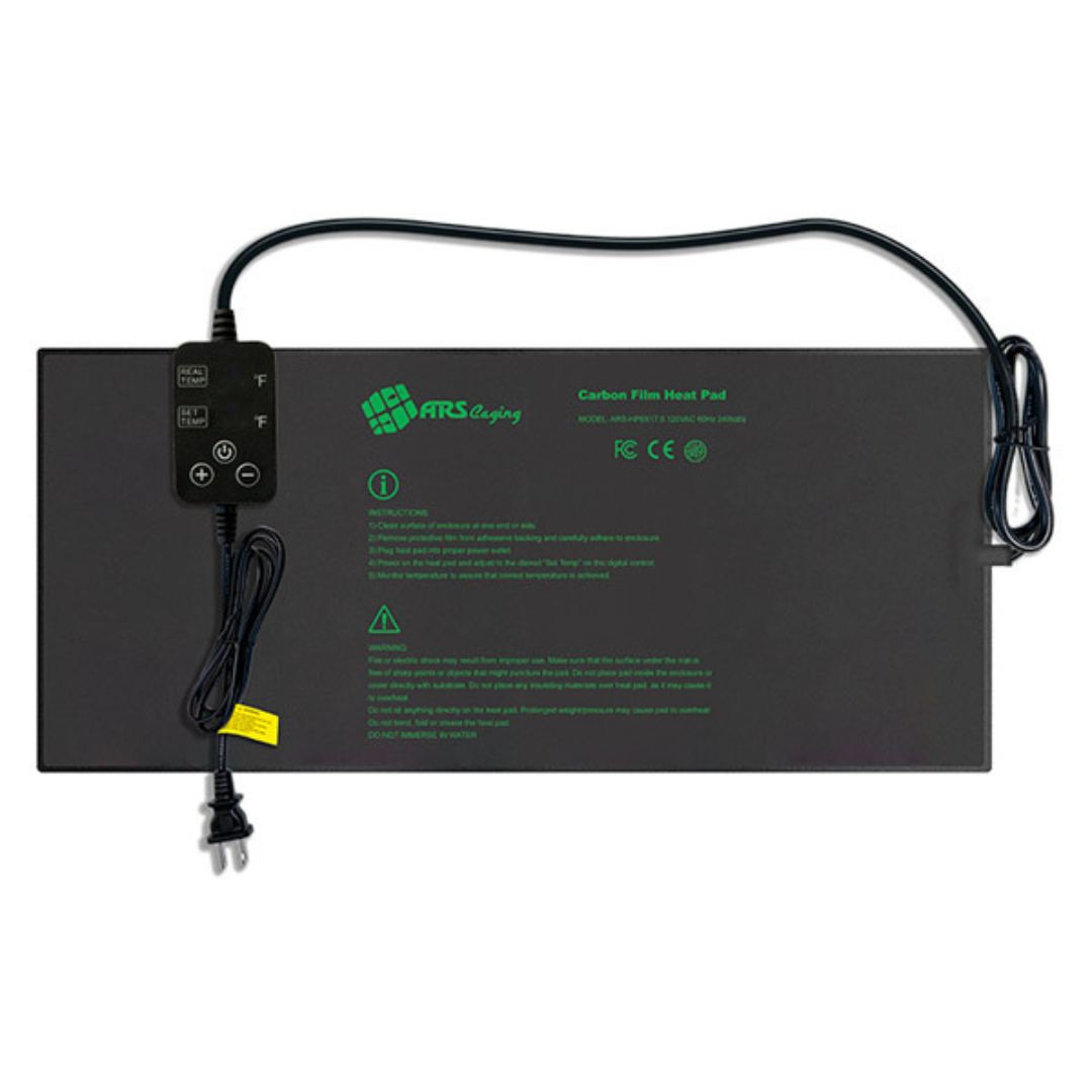 Under Tank Carbon Film Heat Mat with Inline Digital Thermostat (8” x 17”) Heating ReptiChip LLC