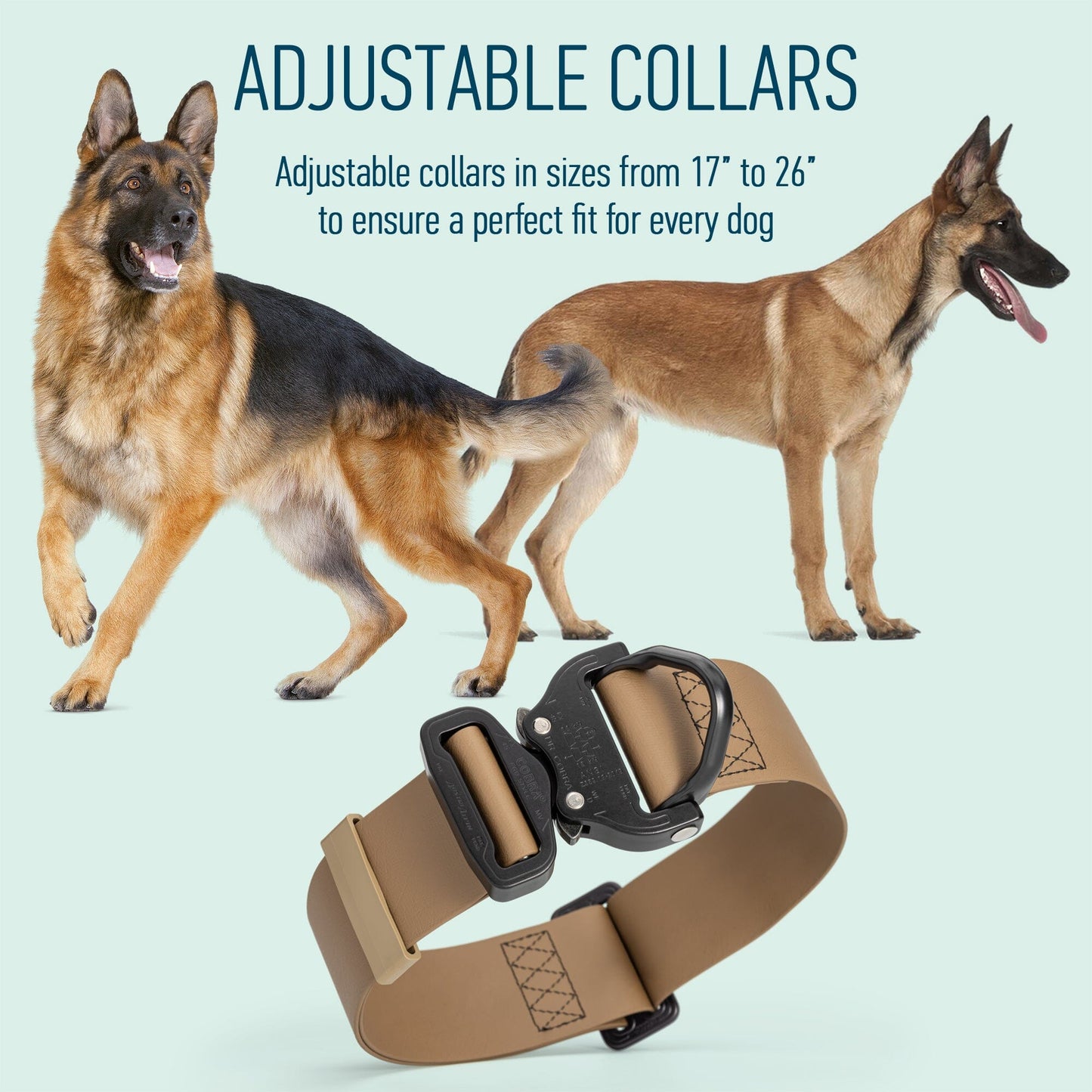 Viper BioThane Tactical Dog Collar with Cobra Buckle, 1.75" Wide Dog Collar Dogline