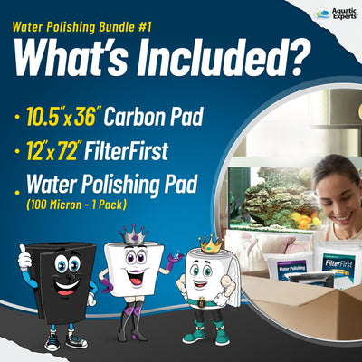 Aquarium Bundle - Carbon Filter 10.5"x36" + FilterFirst 12"x72"+ Polishing Pad 100 Micron Bundle Filter Pad Aquatic Experts