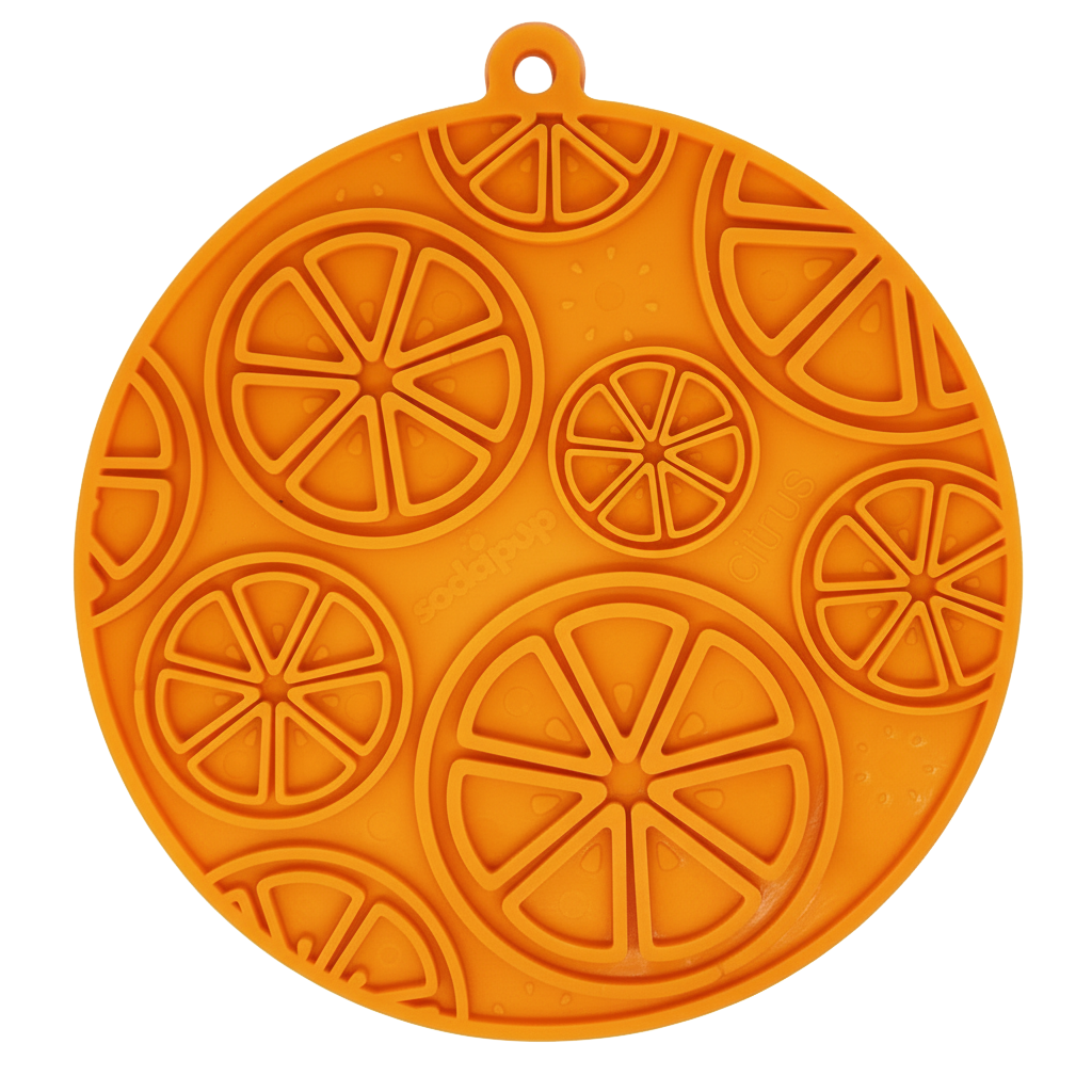 Citrus Design eMat - Enrichment Lick Mat For Dogs and Cats - with Suction Cups | USA Made Orange Citrus Mat EMAT SodaPup/True Dogs, LLC