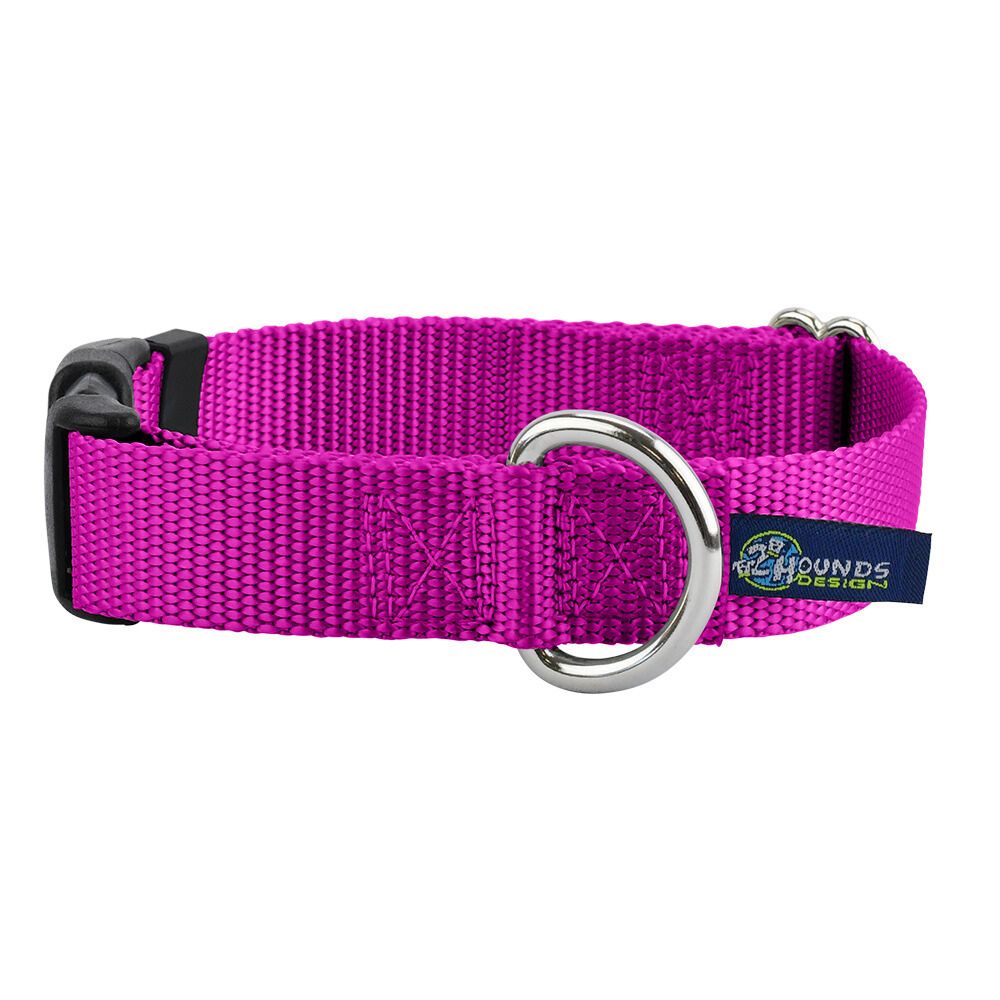5/8″ and 1″ Raspberry Nylon Dog Collar 2 Hounds Design