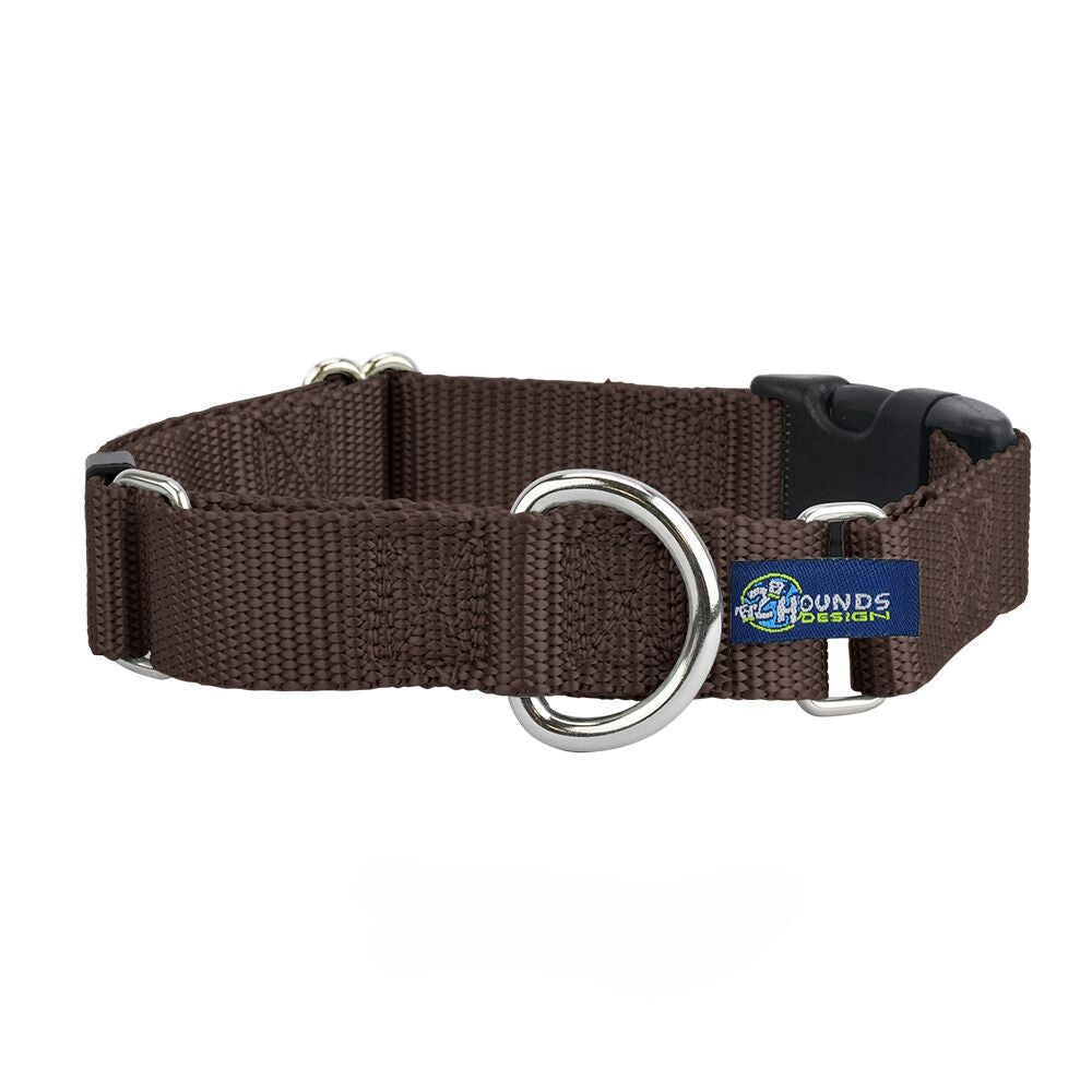 5/8″ and 1″ Brown Nylon Buckle Martingale Dog Collar Martingale Dog Collar 2 Hounds Design