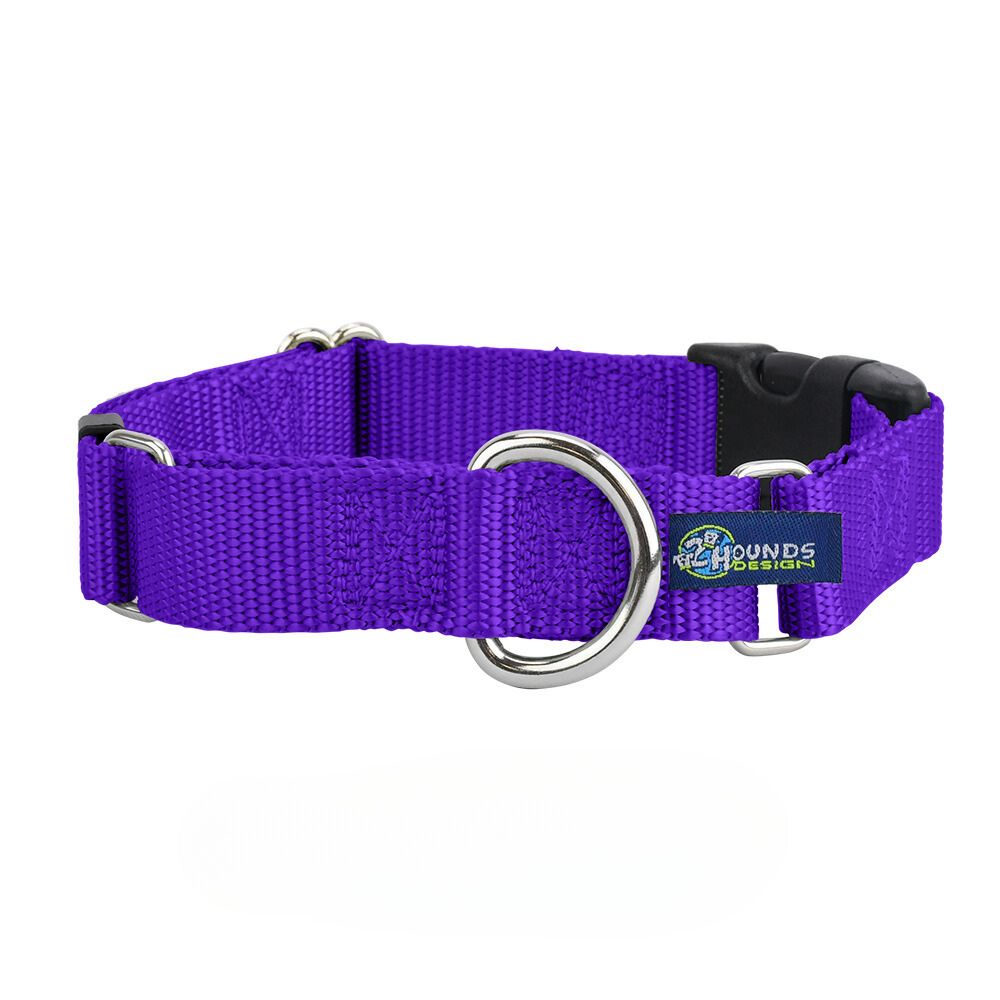 5/8″ and 1″ Purple Nylon Buckle Martingale Dog Collar Martingale Dog Collar 2 Hounds Design