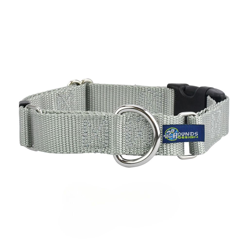 5/8″ and 1″ Silver Nylon Buckle Martingale Dog Collar Martingale Dog Collar 2 Hounds Design