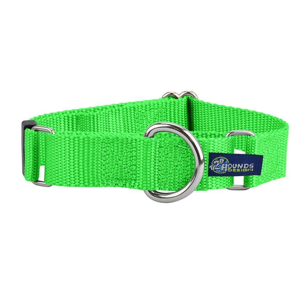 5/8″ and 1″ Neon Green Nylon Martingale Dog Collar Martingale Dog Collar 2 Hounds Design