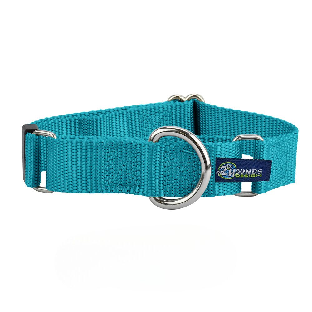 5/8″ and 1″ Teal Nylon Martingale Dog Collar Martingale Dog Collar 2 Hounds Design