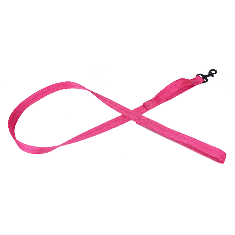 Nylon Flat Leash + Built-in Traffic Handle Hot Pink 1" Dog Collar Dogline