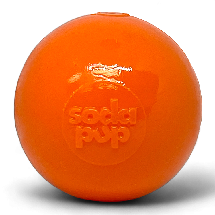 Squeak Ball Ultra Durable PUP-X Squeaking, Chewing, Floating & Retrieving Ball Medium Orange Dog Toys Balls SodaPup/True Dogs, LLC