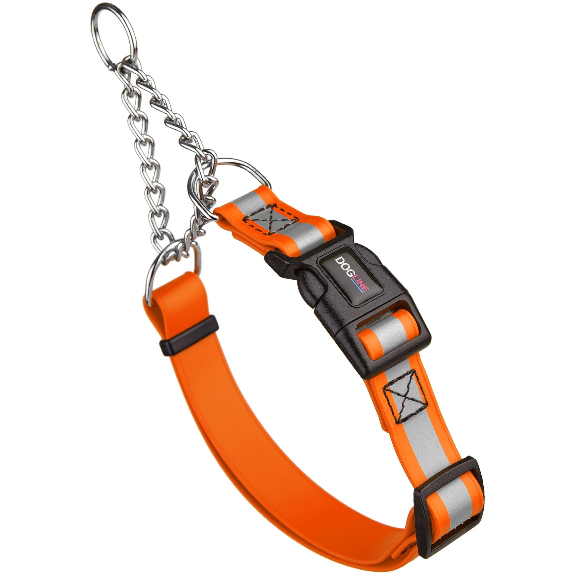 Reflective Biothane Martingale Collar with Quick Release Buckle Hunter Orange Dog Collar Dogline